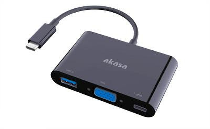 Akasa AK-CBCA02-15BK 0.15m USB C VGA (D-Sub) Schwarz Videokabel-Adapter