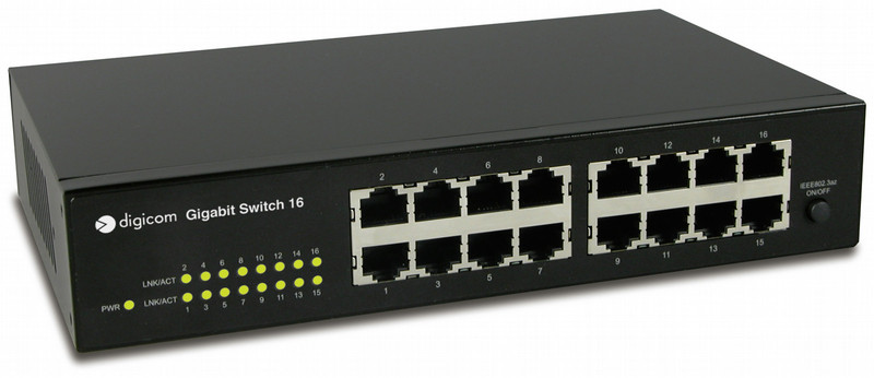 Digicom SWG16-Z01 gemanaged Gigabit Ethernet (10/100/1000) Schwarz