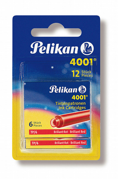 Pelican Fountain Pen Ink Cartridges TP/6 Red 6pc(s) pen refill