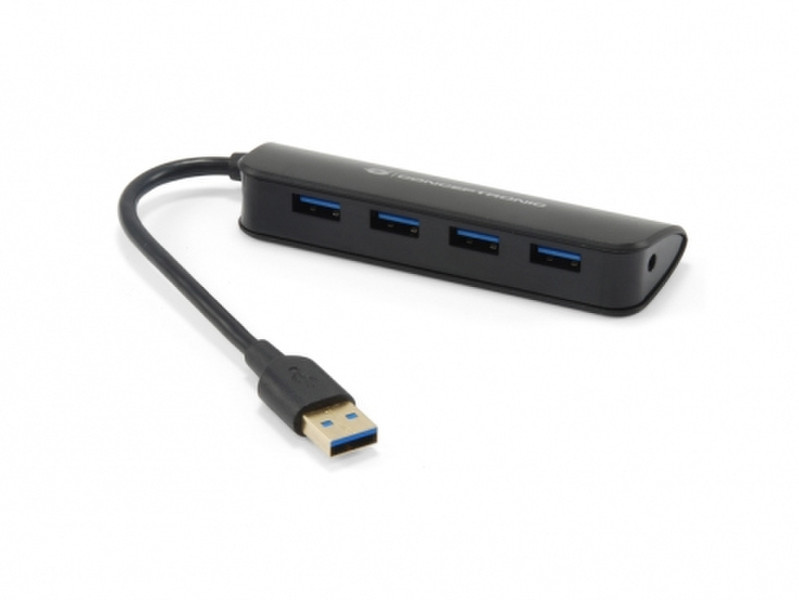 Conceptronic C4PUSB3 USB 3.0 (3.1 Gen 1) Type-A 4800Мбит/с Черный хаб-разветвитель