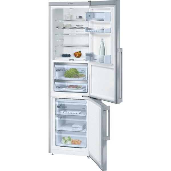 Bosch Serie 8 KGF39PI45 Отдельностоящий 343л A+++ Хром, Металлический холодильник с морозильной камерой