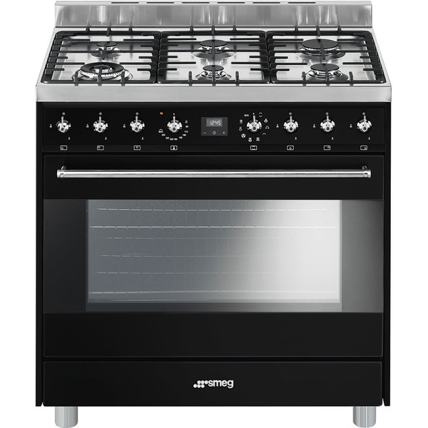 Smeg C9GMN9 Freistehend Gas hob A Schwarz, Edelstahl Küchenherd