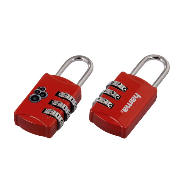 Hama 00128766 Luggage combination lock Stainless steel,Zinc Black,Red