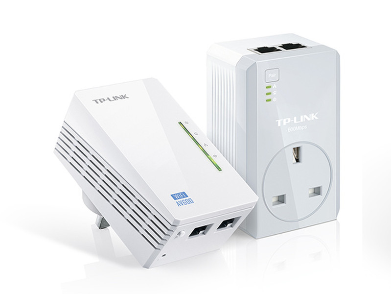TP-LINK AV600 WI-Fi Powerline KIT with 2 ports 600Mbit/s Ethernet LAN Wi-Fi White 2pc(s) PowerLine network adapter