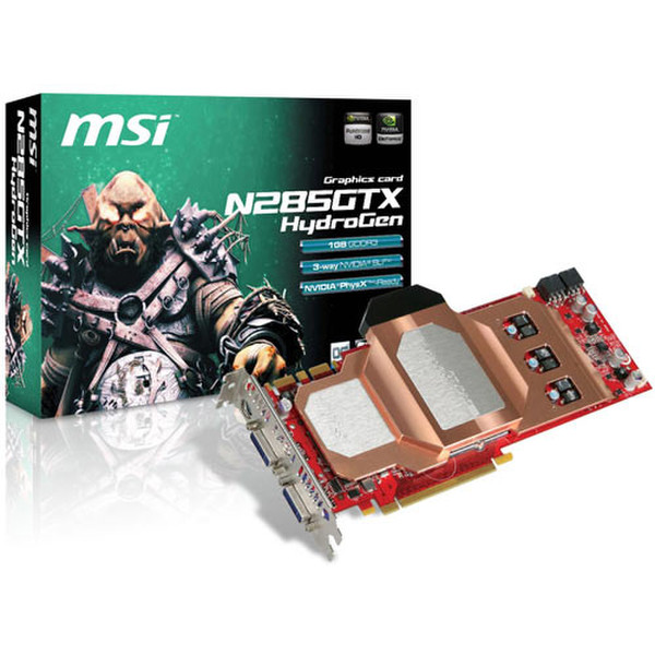 MSI N285GTX HYDROGEN OC GeForce GTX 285 1GB GDDR3 Grafikkarte