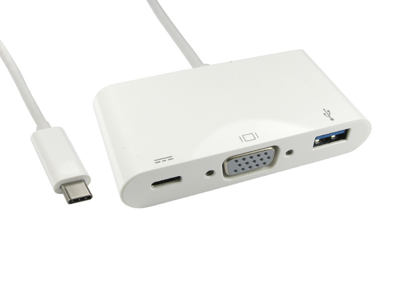 Cables Direct USB3CVGAUSBWPD 0.15m USB C VGA (D-Sub) + USB White