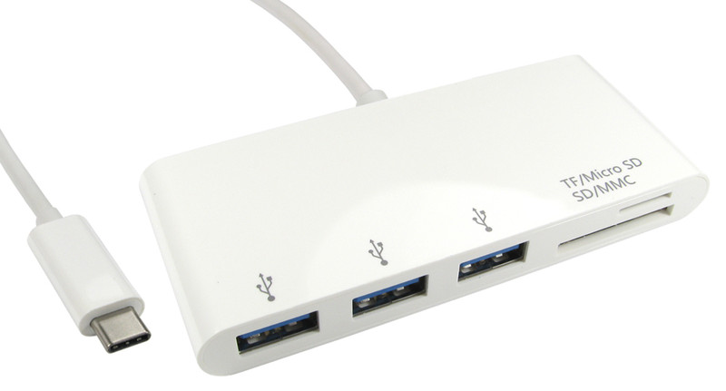 Cables Direct USB3C-HUB3CR USB 3.0 (3.1 Gen 1) Type-A 5000Мбит/с Белый хаб-разветвитель