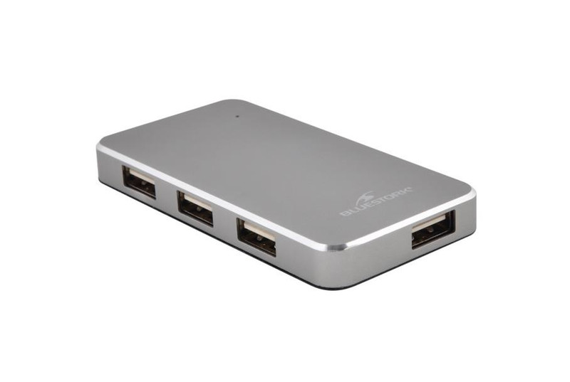 Bluestork HUB-USB2-4U-PS USB 2.0 480Мбит/с Алюминиевый хаб-разветвитель