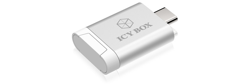 ICY BOX IB-CR100 USB 3.0 (3.1 Gen 1) Type-C Cеребряный, Белый устройство для чтения карт флэш-памяти