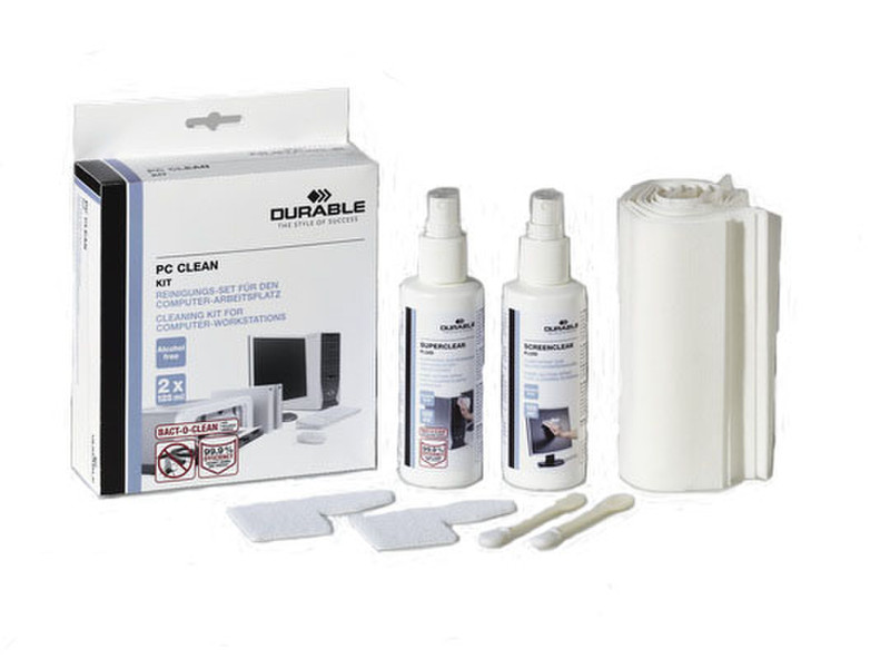 Durable PC Clean Kit Экраны/пластмассы Equipment cleansing wet/dry cloths & liquid