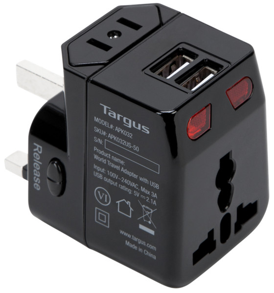 Targus APK032US Universal Universal Black power plug adapter