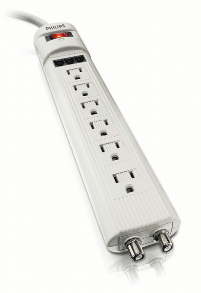 Philips SPP3207WA Home entertainment 6 outlets Surge protector