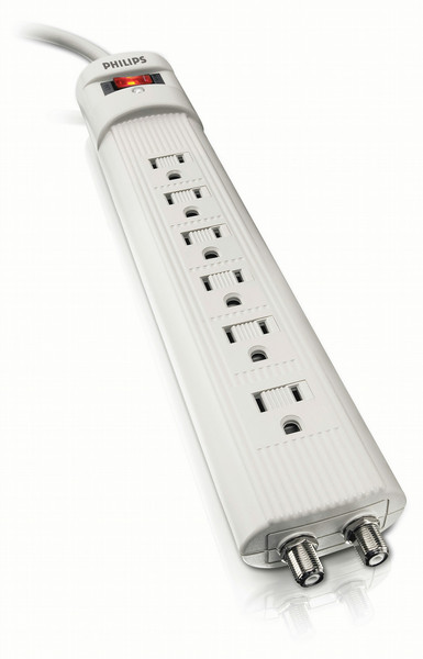 Philips SPP3208WA Home entertainment 6 outlets Surge protector