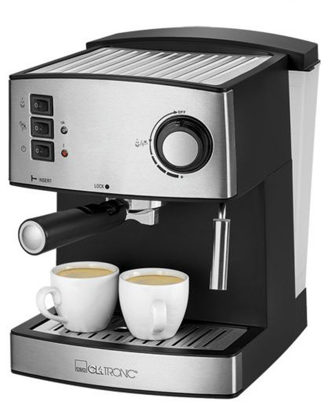 Clatronic ES 3643 Espressomaschine 1.6l 2Tassen Schwarz, Edelstahl