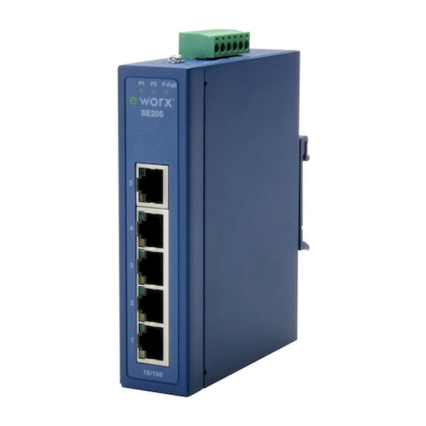 B&B Electronics SE205-T Неуправляемый Fast Ethernet (10/100) Синий сетевой коммутатор