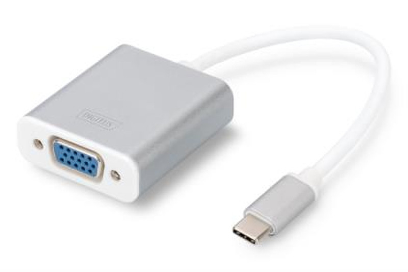 ASSMANN Electronic DA-70837 0.2m USB C VGA (D-Sub) Silber, Weiß Videokabel-Adapter