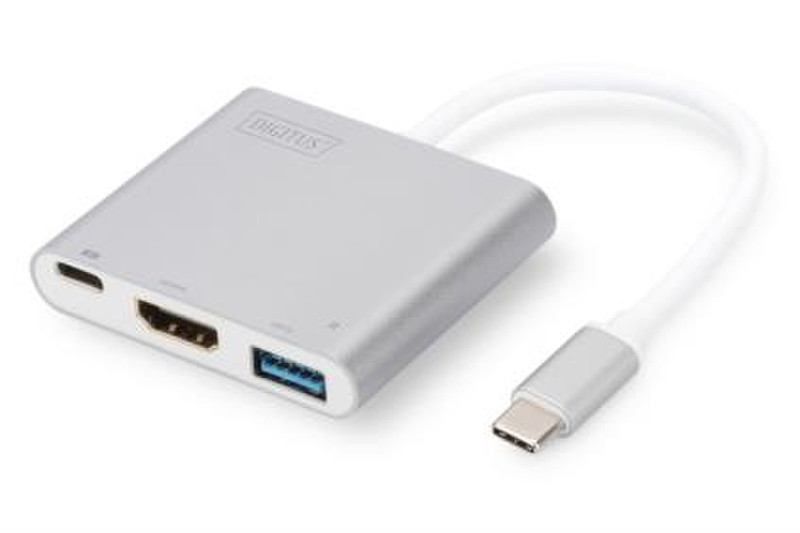 ASSMANN Electronic DA-70838 0.2м USB C HDMI + USB Cеребряный адаптер для видео кабеля