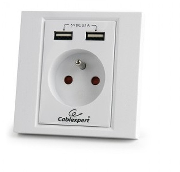 Gembird MWS-ACFUSB2-01 Schuko White socket-outlet