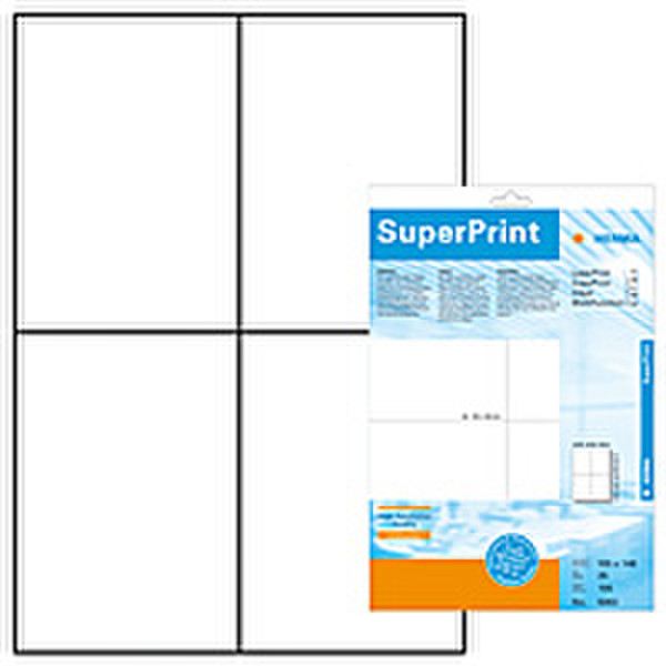 HERMA Etiketten wit 105x148 SuperPrint 100 St. 100Stück(e) selbstklebendes Etikett