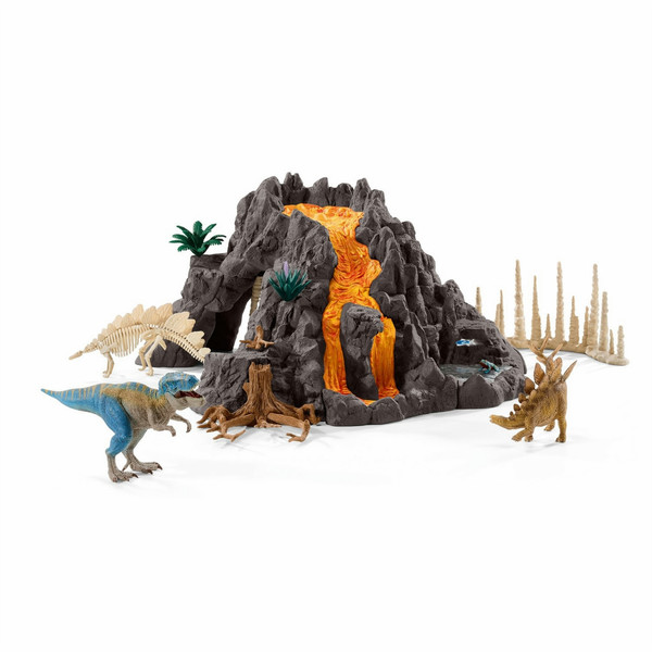 Schleich Riesenvulkan mit T-Rex Kinderspielzeugfiguren-Set