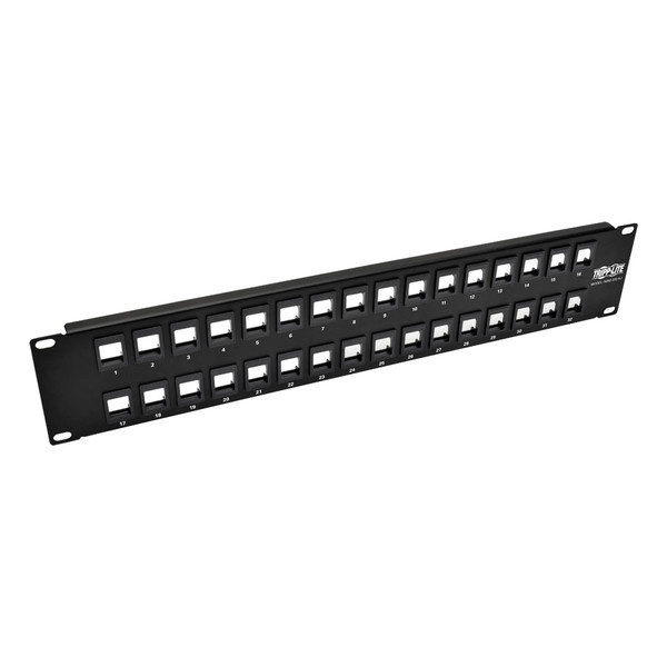 Tripp Lite 32-Port 2U Rack-Mount Unshielded Blank Keystone/Multimedia Patch Panel, RJ45 Ethernet, USB, HDMI, Cat5e/6 patch panel