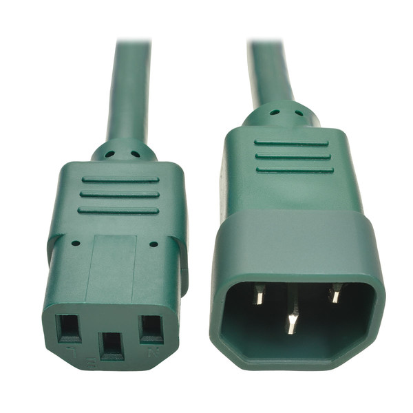 Tripp Lite Standard Computer Power Extension Cord, 10A, 18 AWG (IEC-320-C14 to IEC-320-C13), Green, 0.91 m