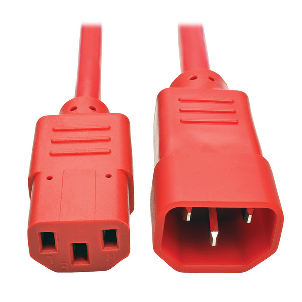 Tripp Lite Standard Computer Power Extension Cord, 10A, 18 AWG (IEC-320-C14 to IEC-320-C13), Red, 0.91 m