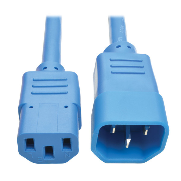 Tripp Lite Standard Computer Power Extension Cord, 10A, 18 AWG (IEC-320-C14 to IEC-320-C13), Blue, 1.83 m