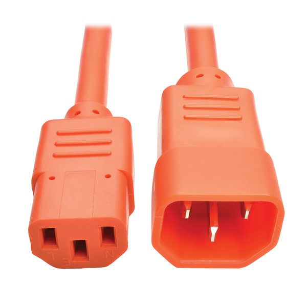 Tripp Lite Standard Computer Power Extension Cord, 10A, 18 AWG (IEC-320-C14 to IEC-320-C13), Orange, 1.83 m