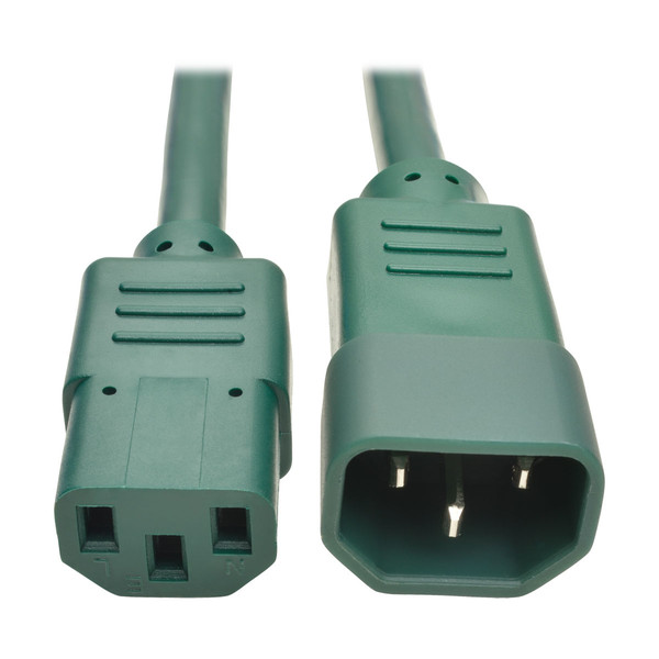 Tripp Lite Heavy-Duty Power Extension Cord, 15A, 14 AWG (IEC-320-C14 to IEC-320-C13), Green, 0.61 m