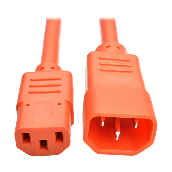 Tripp Lite Heavy-Duty Power Extension Cord, 15A, 14 AWG (IEC-320-C14 to IEC-320-C13), Orange, 0.91 m
