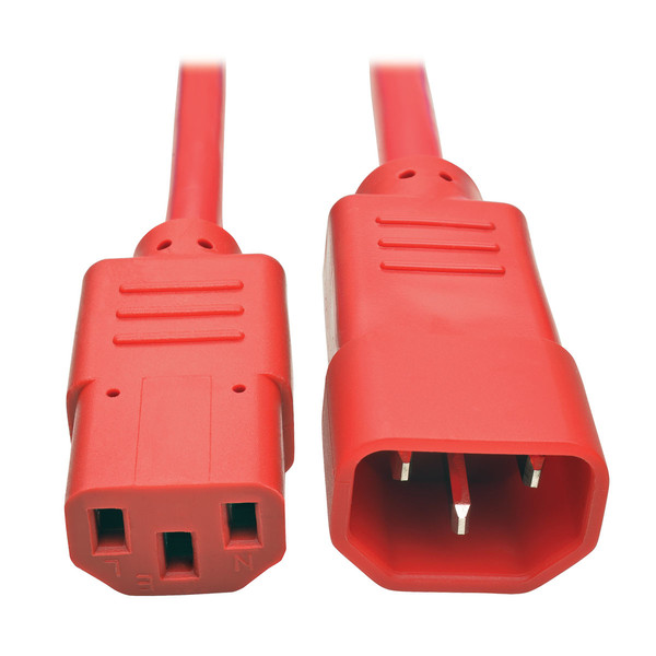 Tripp Lite Heavy-Duty Power Extension Cord, 15A, 14 AWG (IEC-320-C14 to IEC-320-C13), Red, 1.83 m