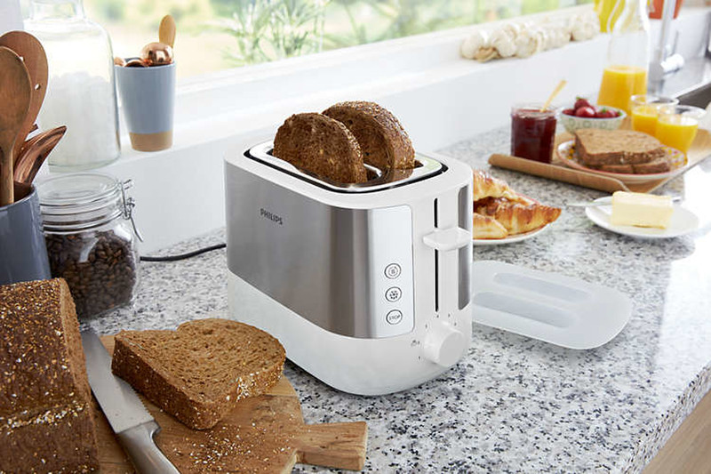 Philips Viva Collection HD2637/09 2slice(s) Metallic,White toaster
