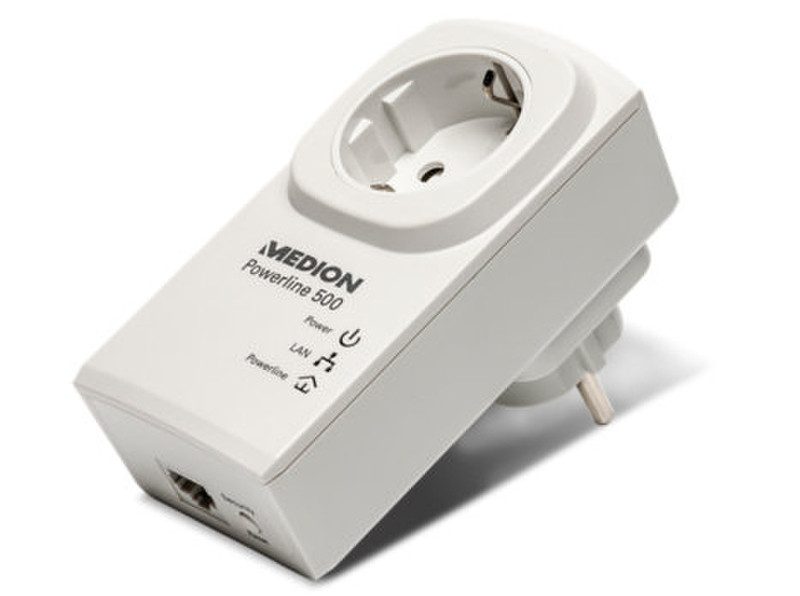 Medion MD 87309 500Мбит/с Подключение Ethernet Белый 1шт PowerLine network adapter