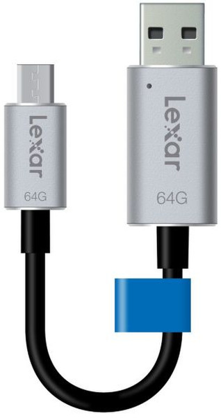 Lexar JumpDrive C20m 64GB 64ГБ USB 3.0 (3.1 Gen 1) Type-A Черный, Cеребряный USB флеш накопитель
