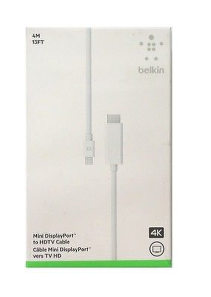 Belkin F2CD077DS4M-APL 4m Mini DisplayPort HDMI White video cable adapter