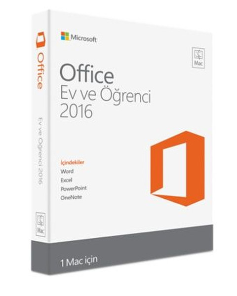 Microsoft Office Home & Student 2016, Mac 1user(s) TUR