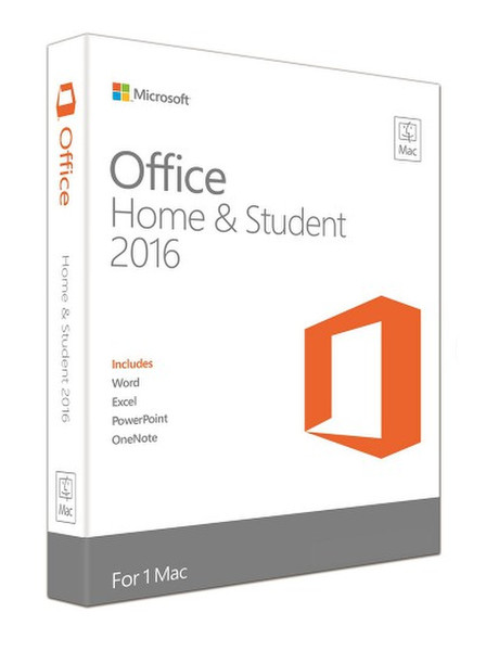 Microsoft Office Home & Student 2016, Mac 1user(s) English