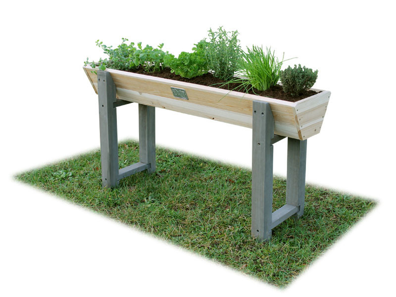 EXIT Aksent Trapezium Cultivation Table M Вне помещения Table planter Отдельностоящий Деревянный Серый, Деревянный
