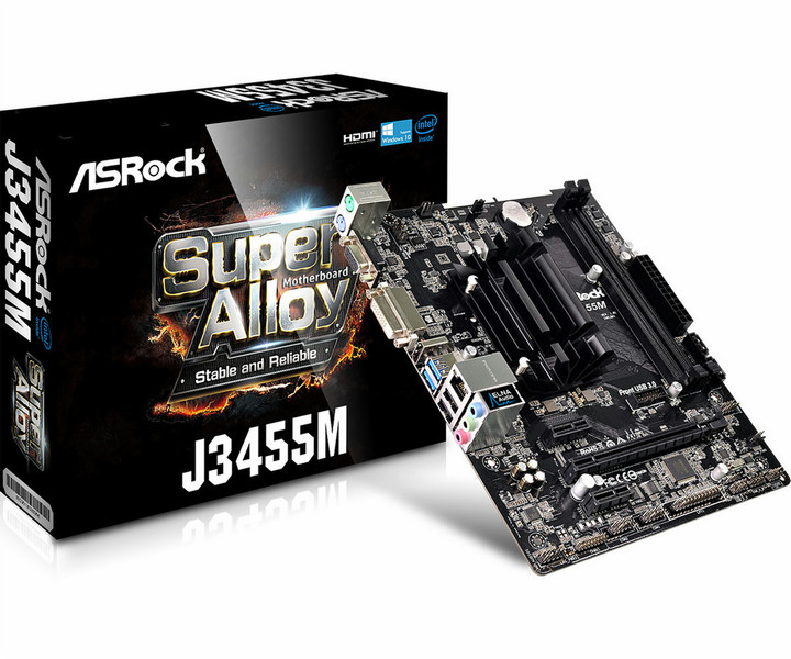 Asrock J3455M NA (интегрированный CPU) Микро ATX