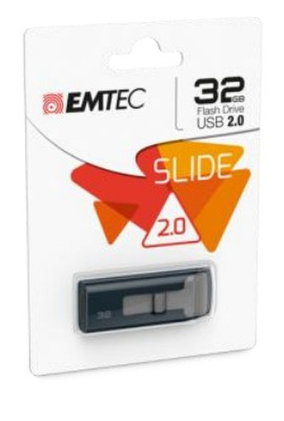 Emtec C450 Slide 32ГБ USB 2.0 Type-A Черный, Серый USB флеш накопитель