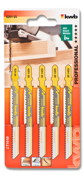 kwb 620625 Jigsaw blade Bimetallisch 5Stück(e) Sägeblatt für Stichsägen, Laubsägen & elektrische Sägen