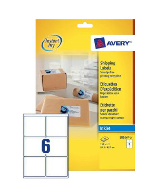 Avery J8166-25 Белый Самоклеющаяся этикетка адресная / почтовая наклейка