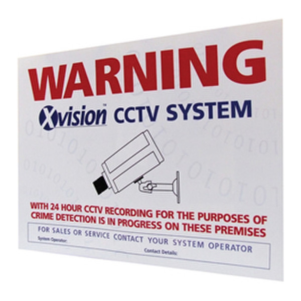 Xvision WS warning sign