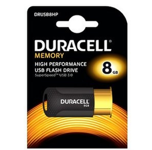 Duracell DRUSB8HP 8ГБ USB 3.1 (3.1 Gen 2) Тип -A Черный, Золотой USB флеш накопитель