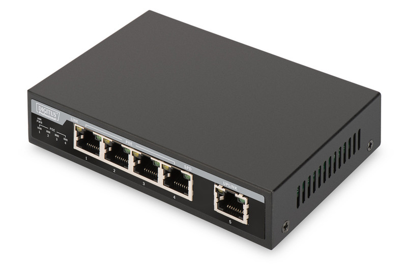 ASSMANN Electronic 4-Port PoE GB Desktop Switch Unmanaged network switch Gigabit Ethernet (10/100/1000) Power over Ethernet (PoE) Черный