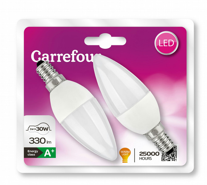 Carrefour 273LB5E14CO3V52P 5Вт E14 A+ Теплый белый energy-saving lamp