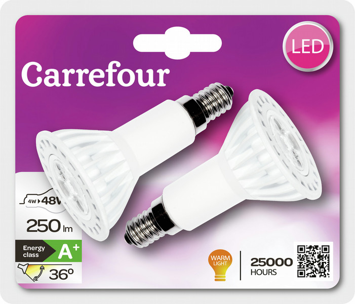 Carrefour LED R50 4W 250LM 36D 2PK