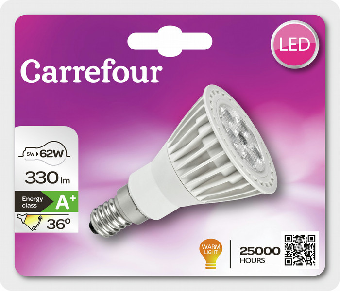 Carrefour 273LDR505W36E143KV4 5Вт E14 A+ Теплый белый energy-saving lamp