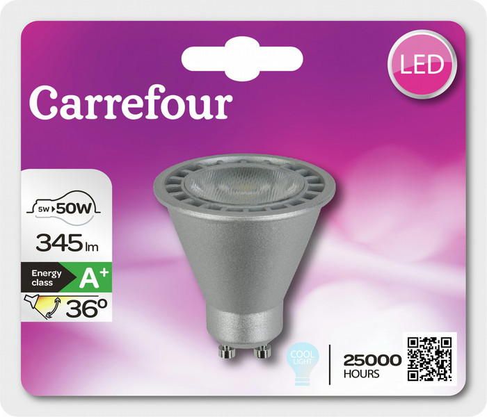 Carrefour 273LGU5SMS364V5 5Вт GU10 A+ Холодный белый energy-saving lamp